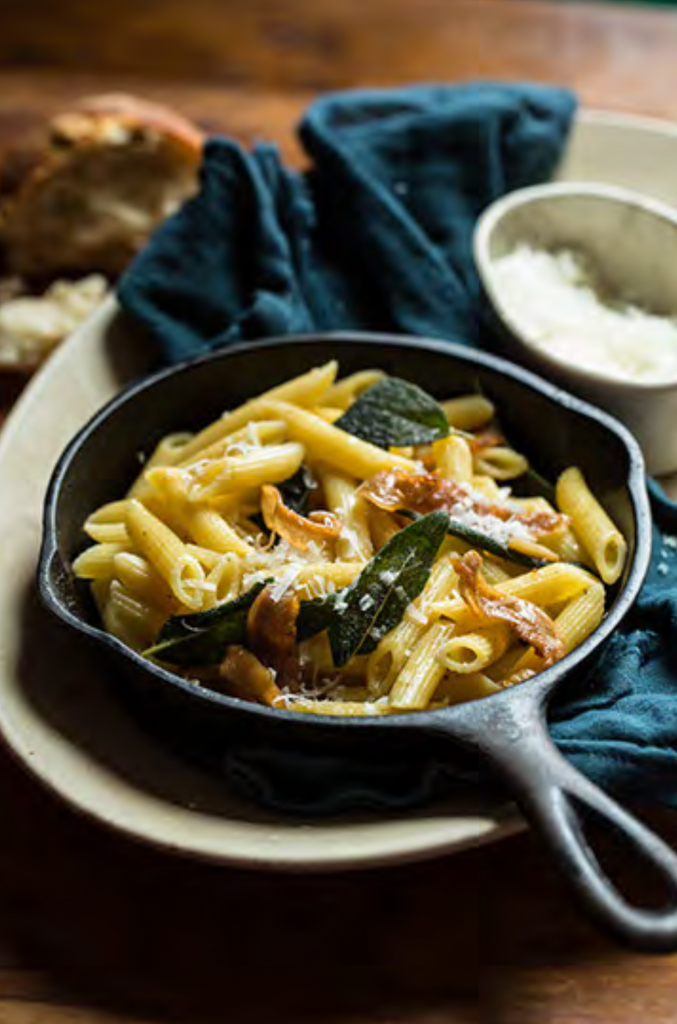 Pasta alla Gricia - Pasta with Guanciale and Sage