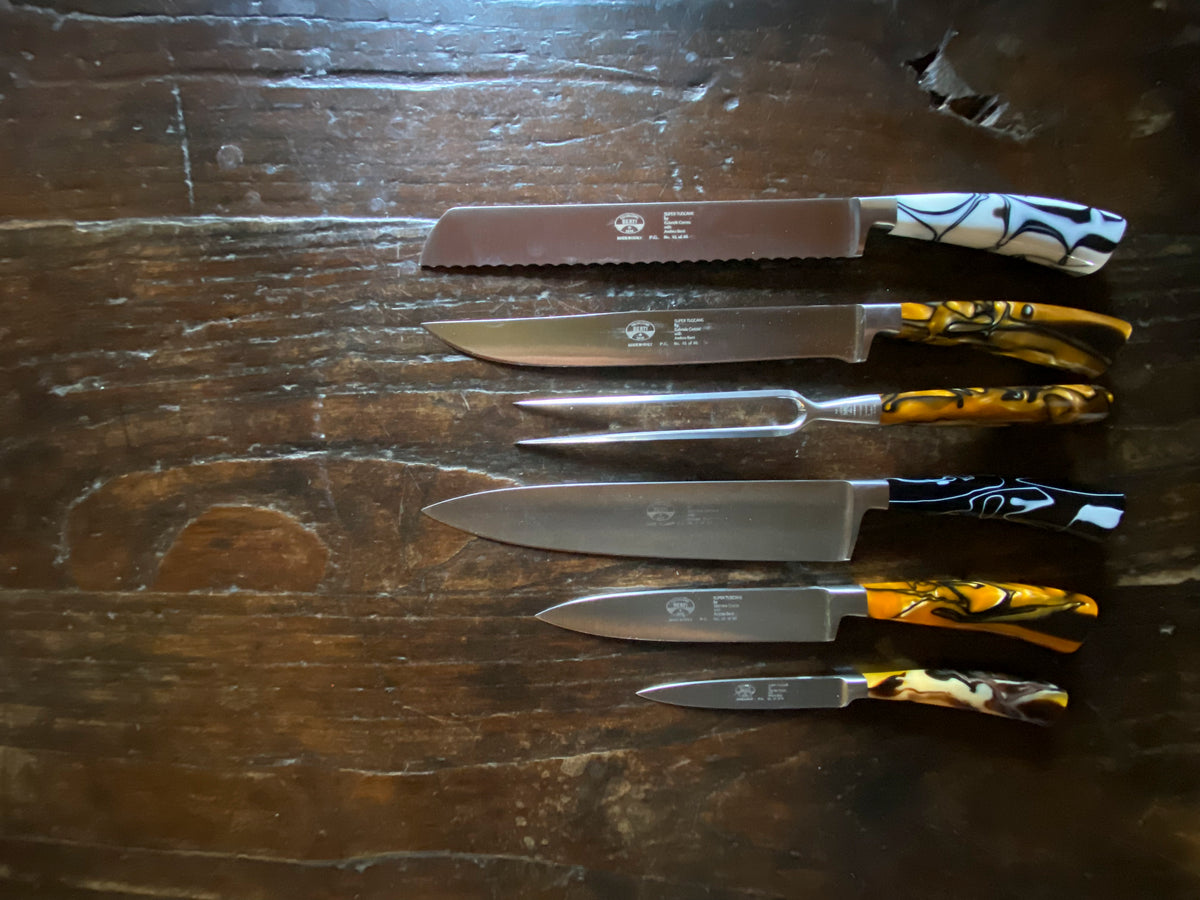 Prototypes SN #01 - Complete Knives Set Solid Lucite Handle with Magnetic Wood Blocks